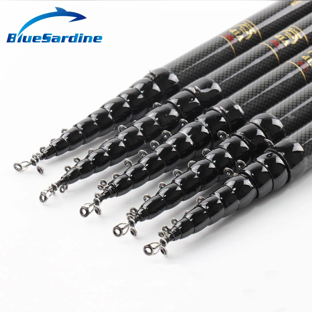 BlueSardine جديد تصميم تلسكوبي الصيد رود تيار اليد ألياف الكربون الصب خفيفة الوزن المتانة الغزل قضبان BlueSardine جديد تصميم تلسكوبي الصيد رود تيار اليد ألياف الكربون الصب خفيفة الوزن المتانة الغزل قضبان
