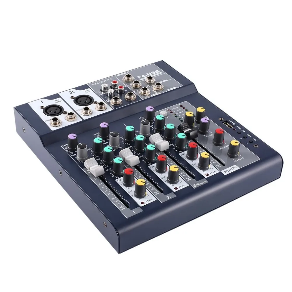 

F-4 4 Channel Professional Live Mixing Studio Audio Sound Console Network Anchor Portable Mixing Device Vocal Effect Processor