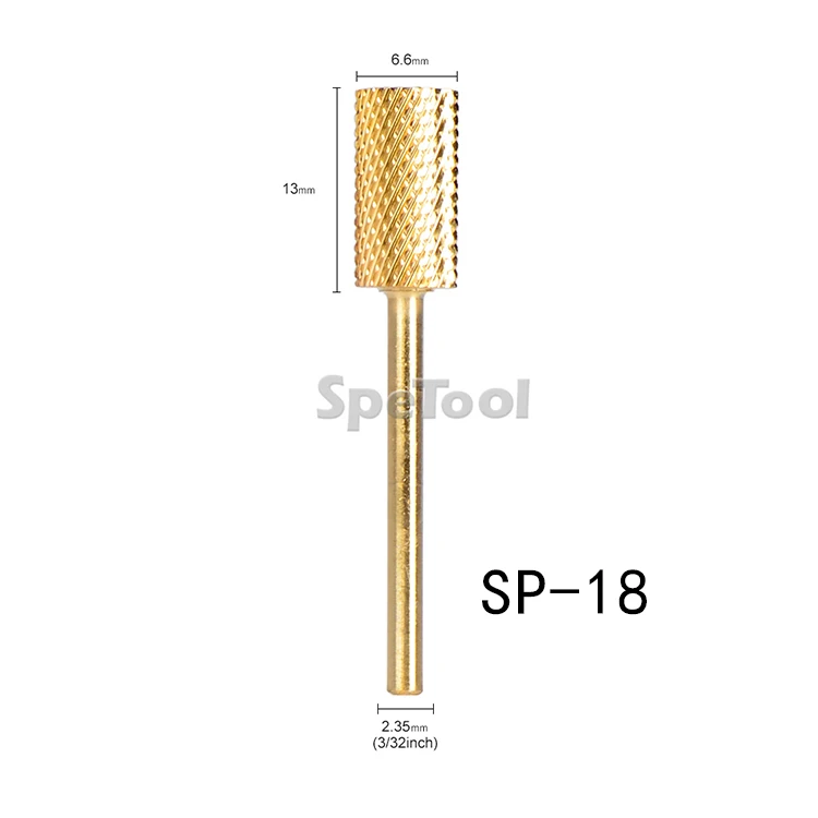 SpeTool 19 форм Позолоченные вольфрамовые карбидные сверла для ногтей инструменты для дизайна ногтей Аксессуары для электрического удаление маникюра гель