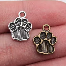 WYSIWYG 20 pièces 15x12mm 2 couleurs métal chien patte impression empreinte pendentif à breloques pour collier Bracelet fabrication de bijoux résultats