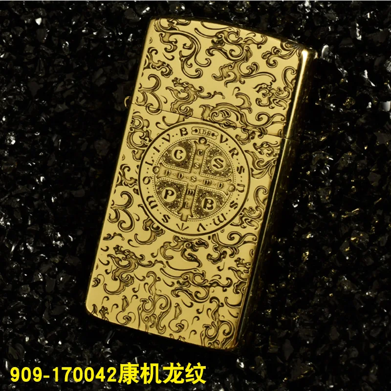Small carved deep carved kerosene lighter two surface laser carved zorro 909 - Color: 909-170042