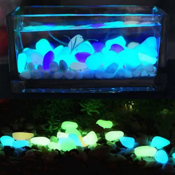 100PCS Glow in the Dark Stones Green Decor Garden Outdoor Pebble Luminous Rocks Blue Pretty Stylish Attractive Creative