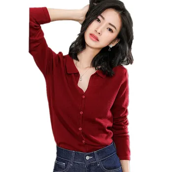 

Litvriyh new women cardigan cashmere sweater spring women knitted turn-town long sleeve coats cardigan female sweater jacket top
