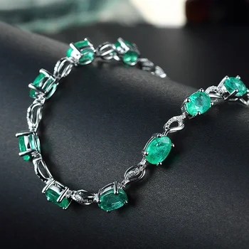 

2019 New Silver Color Chain Bracelet with Green Zircon Stone for Women Bracelet Bangle Fashion Jewelry