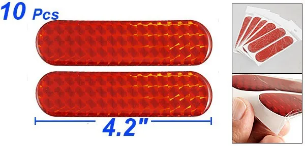 10 шт./лот красный авто самоклеющиеся безопасности светоотражающие наклейки
