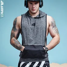 Aimpact безрукавка с капюшоном для мужчин RunningGym поднятие груза Майки Толстовки Бодибилдинг накачанные мышцы без рукавов рубашки мужские