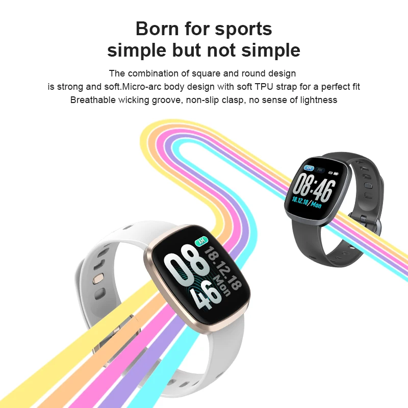 VTIN 1.3-inch IPS Full-Screen Bracelet Waterproof Smart Watch Heart Rate Blood Oxygen Blood Pressure Black/Grey/White