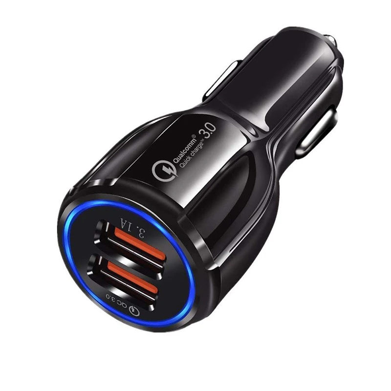 

USB car charger with fast charging 3.0 mobile phone charger 2 USB ports for iPhone Samsung tablet car charger fast charger