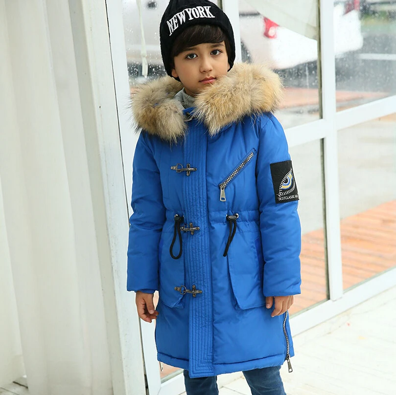 2016 new children s down jacket boys and girls fashion really raccoon fur collar long hooded