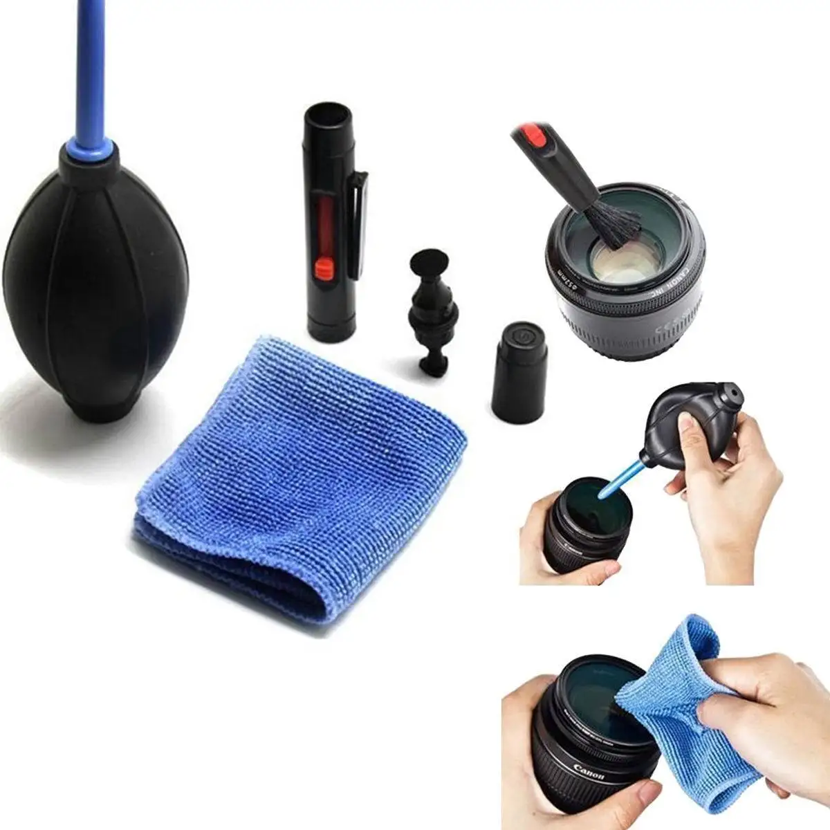 

3 in 1 Lens Cleaning Cleaner Dust Pen Blower Cloth Kit For DSLR Camera Fast US