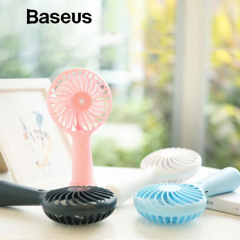 

Baseus Protable Handheld Fan 3-Speed Mini USB Rechargeable Fan with 1500mAh Powerbank Battery Quiet Desktop Personal Cooling Fan
