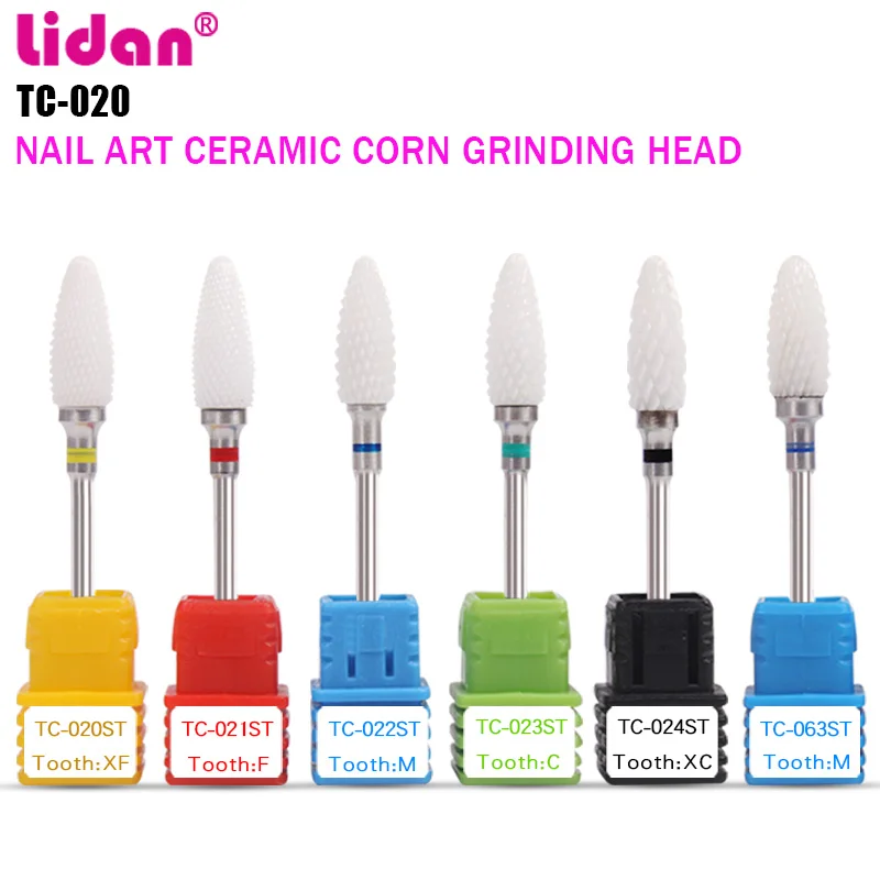 

LIDAN Ceramics Nail Drill Bits Punte Fresa Cuticole Machine Milling Cutter for Removing Gel Varnish Frez Ceramic Nail Drill