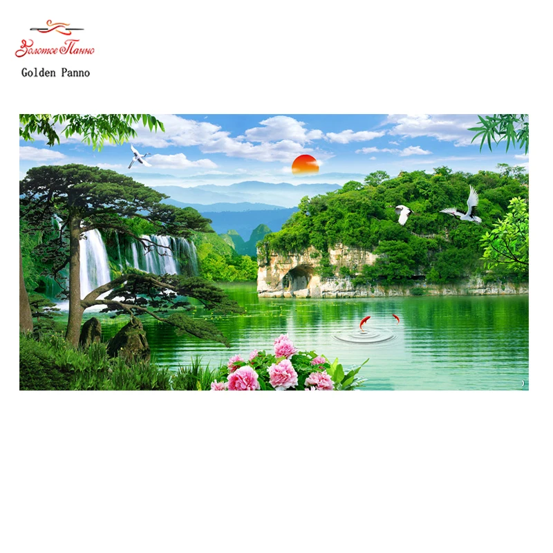 

Golden Panno,Cross Stitch 11 14CT Cross Stitch Sets Cross Stitch Nature landscape embroidery Kits for Embroidery Home Decor