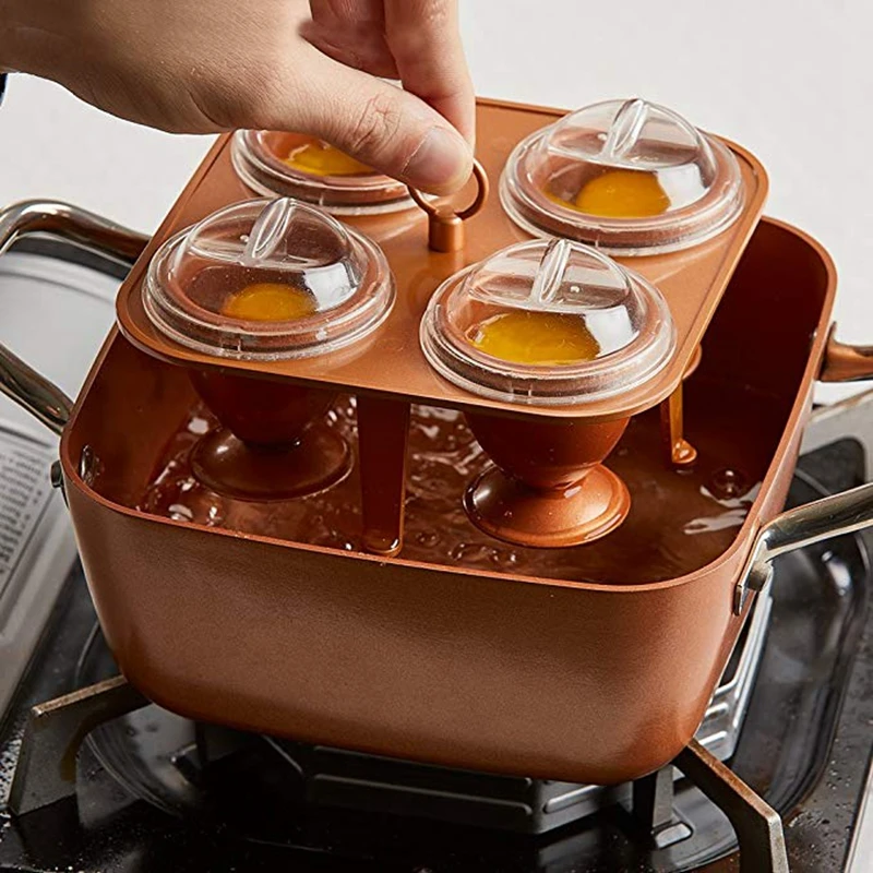 

Copper Non-stick Eggs Cooker XL Microwave Oven Poached Baking Cup Eggs Steamer Cooker Egg Poacher Cook Tools
