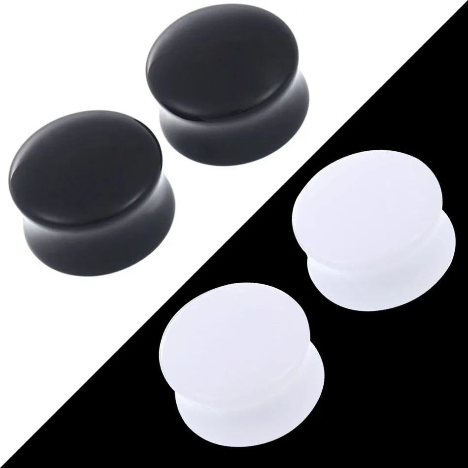 Body Jewelry 1Pair Acrylic Black and White Ear Plugs Tunnels Ear Expander Stretcher Piercing Earring