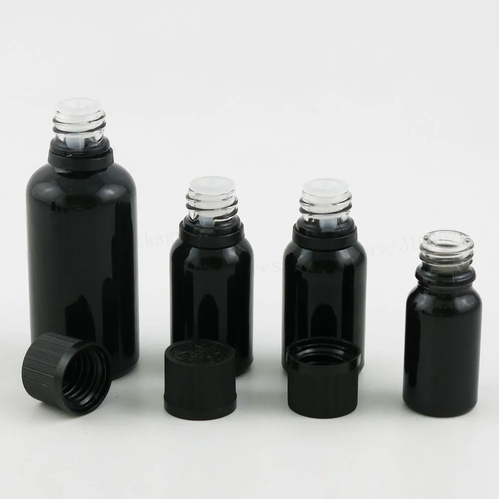 3.33OZ 5/3OZ 1OZ 2/3OZ 1/2OZ Paint Shining Black Essential Oil Bottle With Tamper Evident Cap 1oz Cosmetic Containers 12PCS | Красота и