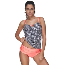 Геометрический принт бикини с рюшами нижние шорты Комплект из двух предметов, купальный костюм; купальник бикини для Для женщин купальник-монокини Maillot de Bain