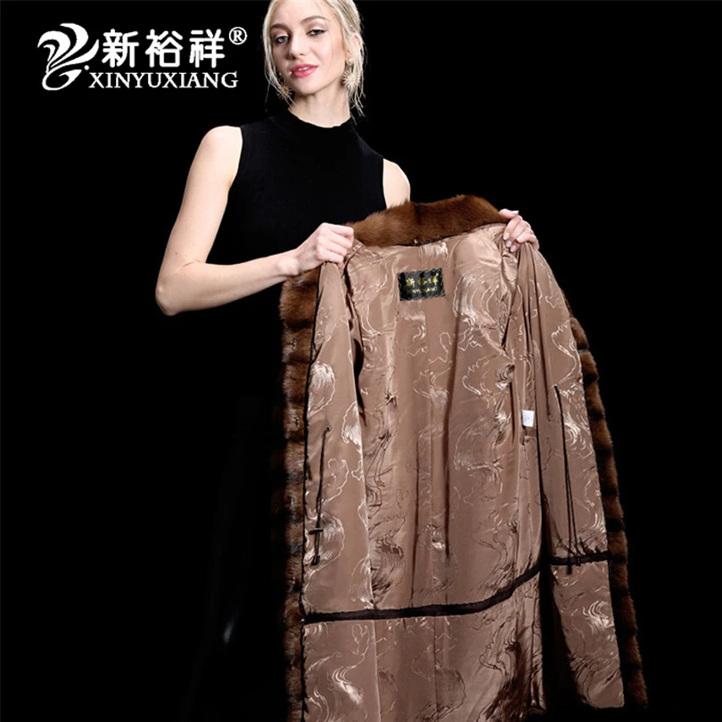 XINYUXIANG Real mink fur winter coat for women Customizable Long thick warm Natural fur Genuine Leather Real fur coat women New