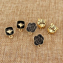 6 шт., готические эмалированные очаровательные серьги-гвоздики, основа с булавкой, черные цветы, пчела, леопард, панк серьги, для женщин, сделай сам, аксессуары AC408