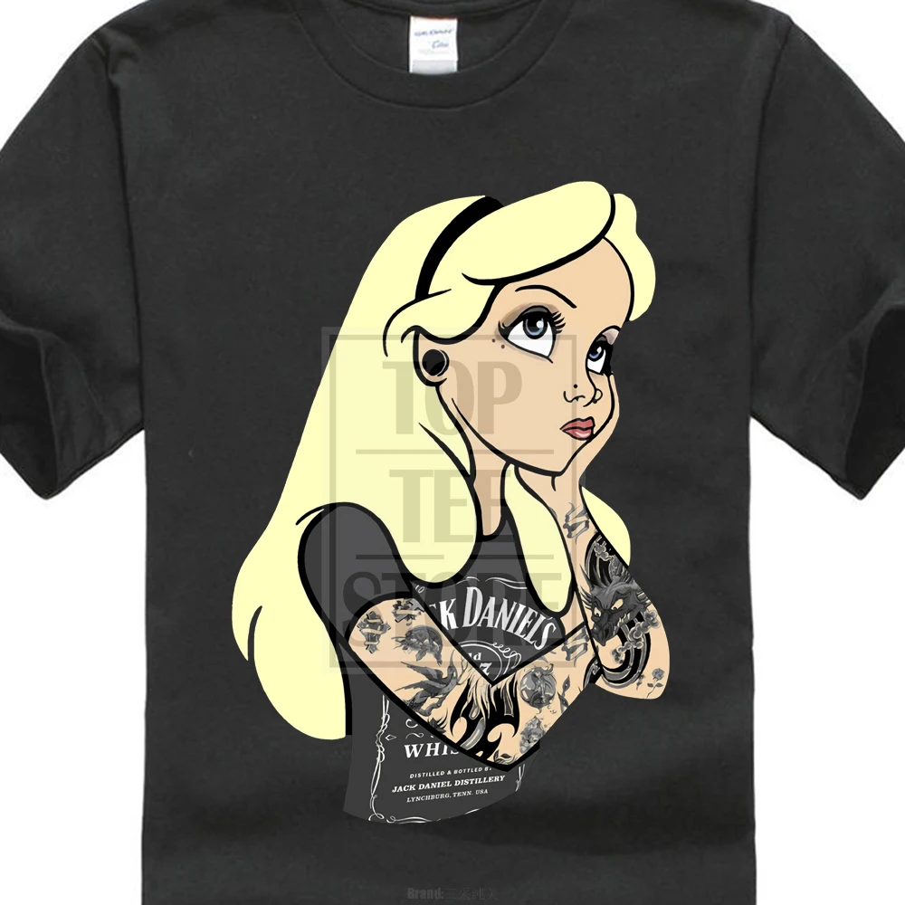 

Men'S Fashion T Shirt Alice In Wonderland Indie Swag Tattoos Gothic Punk Mens Tshirt Tee Top Ag74