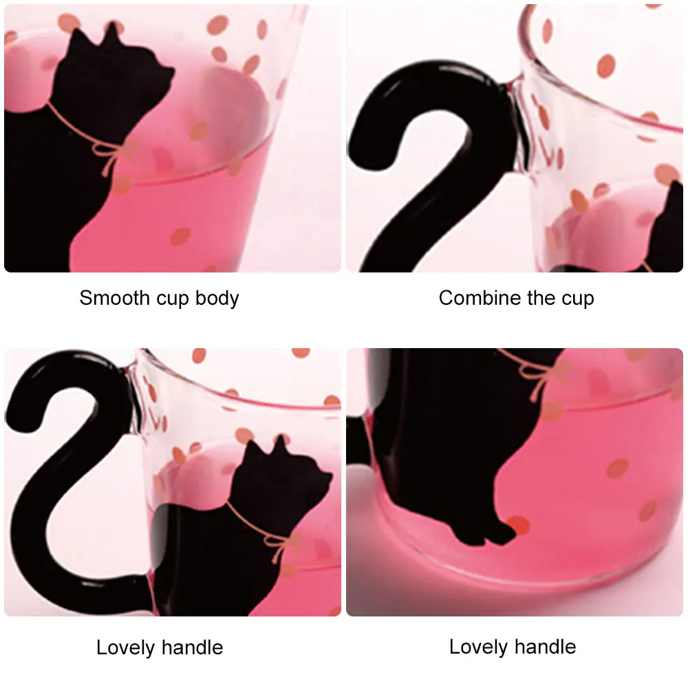 Креативная стеклянная кофейная кружка с милым котом, чайная чашка, кружка с молоком, кофейная чашка с узором в горошек, пианино, фруктовый сок, чашка для домашнего офиса, посуда для напитков, подарки