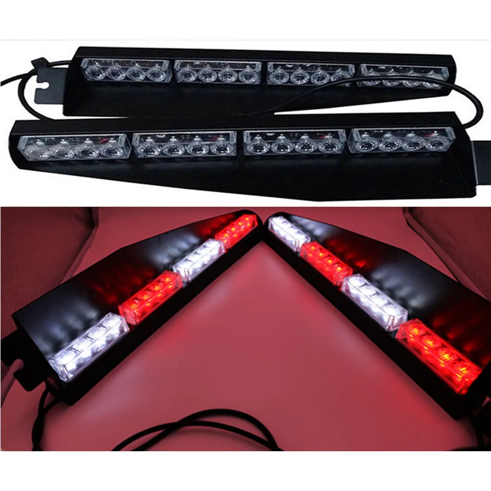 

CYAN SOIL BAY 32LED Car Emergency Warning Visor Mount Dash Flash Strobe Light Bar RED WHITE