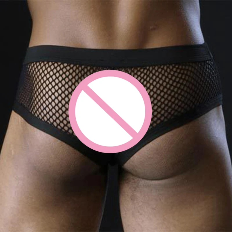 

Men Low Rise Underwear U Bugle Lingerie Briefs Sexy Transparent Male Mesh Sheer Breathable Underpants M-XL Panties Shorts