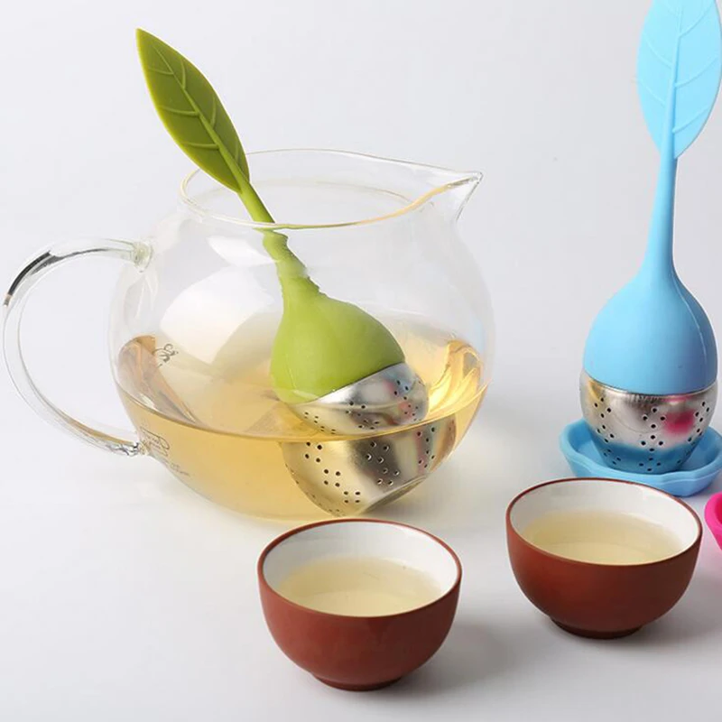 Creative Silicone Tea tool Kitchen Tools Cute Leaf Mr Teapot Tea Infuser Strainer Teapot with