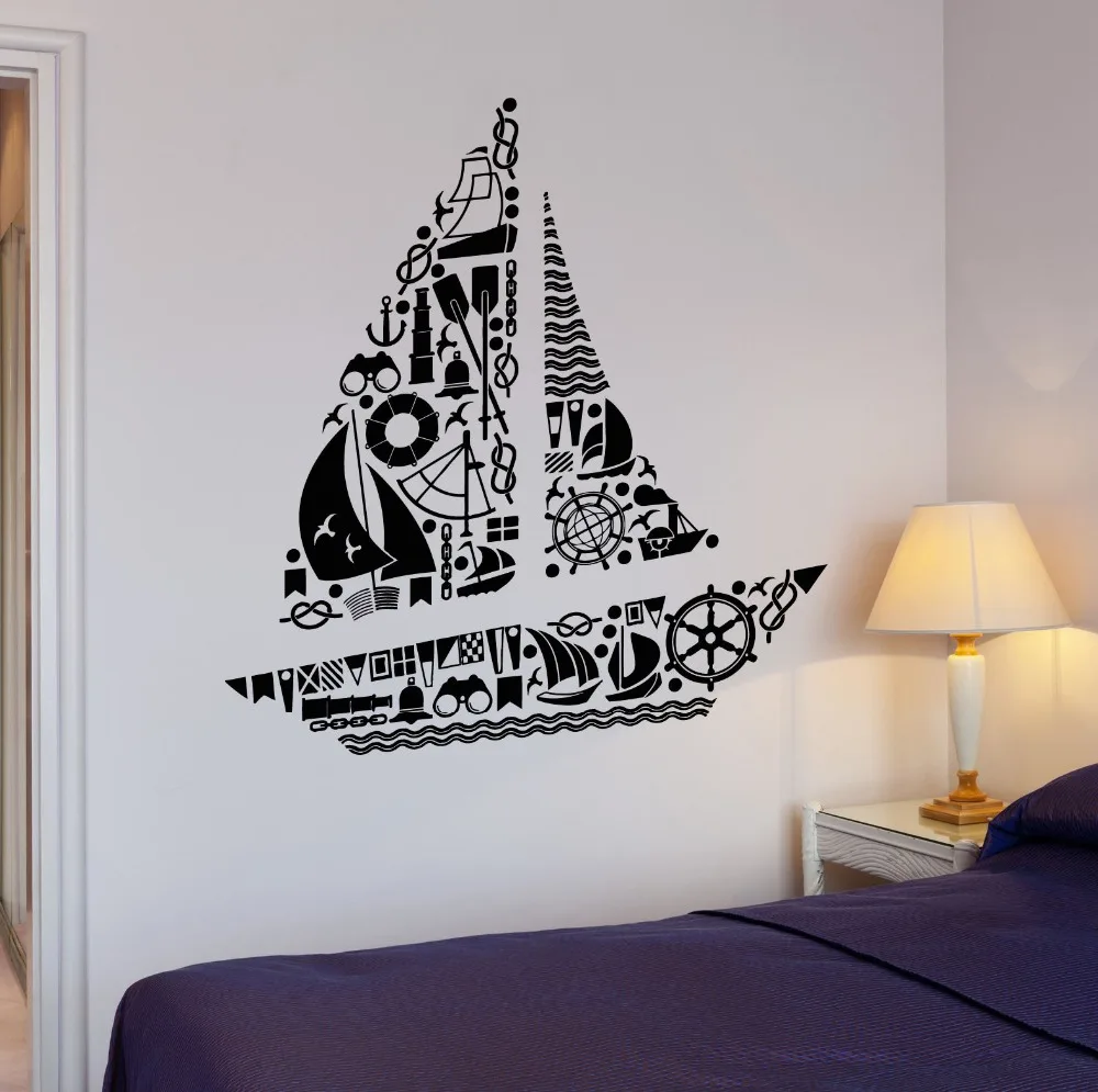 Ship Yacht Ocean Sea Marine Wall Decoration For Kids Room Vinyl Wall
