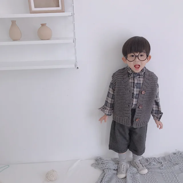 Korean style baby boys Autumn sleeveless sweater vests girls kids all