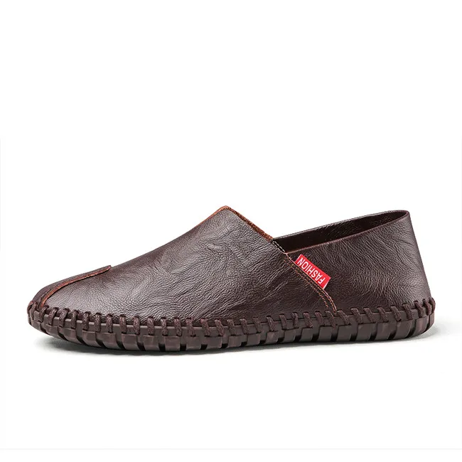MIXIDELAI/размеры 38-50; Высококачественная Мужская обувь из натуральной кожи; Мягкие Мокасины; лоферы; модная брендовая мужская Повседневная Удобная обувь для вождения - Цвет: Dark brown