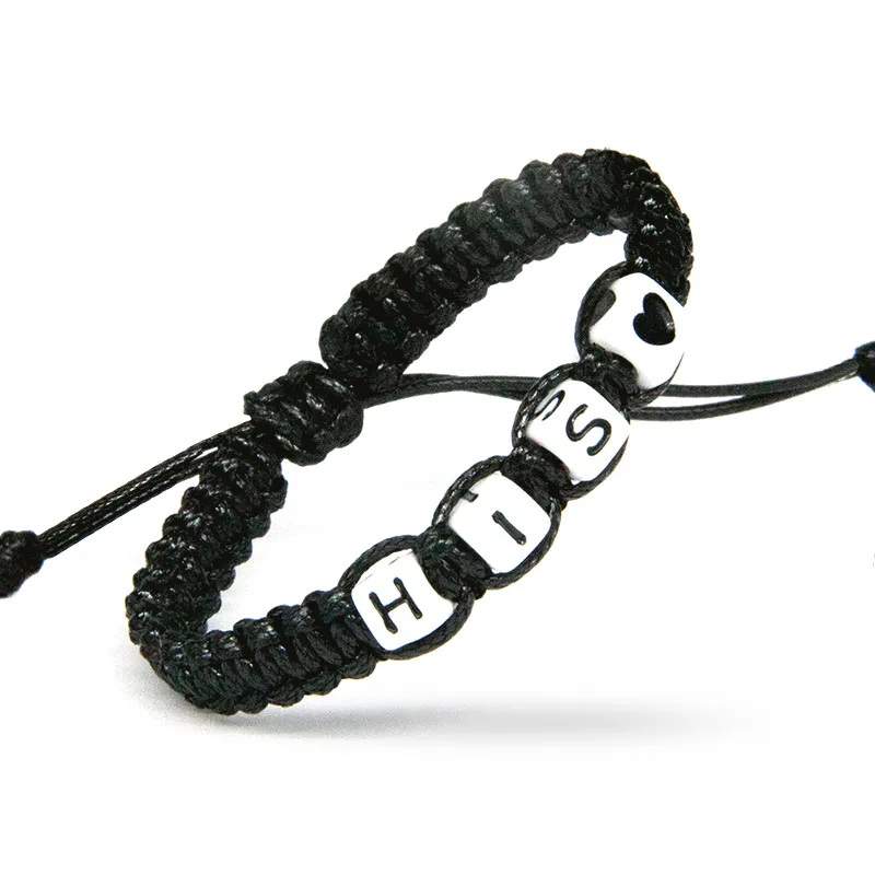 

2pcs/pair Braided Couple Bracelets His And Hers Black Rope Chains Lovers Gift Handmade Boyfriend Girlfriend Charm Men Bracelets