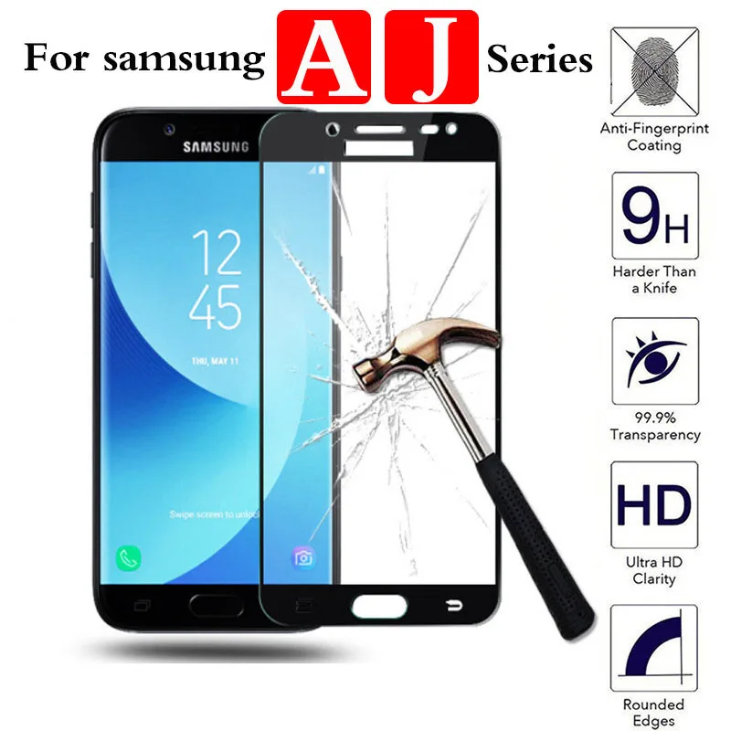 Защитное стекло для samsung galaxy a3 a5 2016 2017 j3 j4 j5 j6 j7 j 3 4 5 6 7 2018 полное покрытие экрана