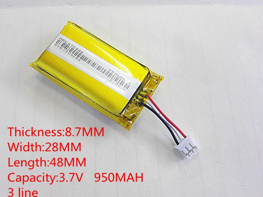 3 7 V 950mAh 872848 литий полимерный ионный аккумулятор для Mp3 MP4 MP5 GPS мобильного