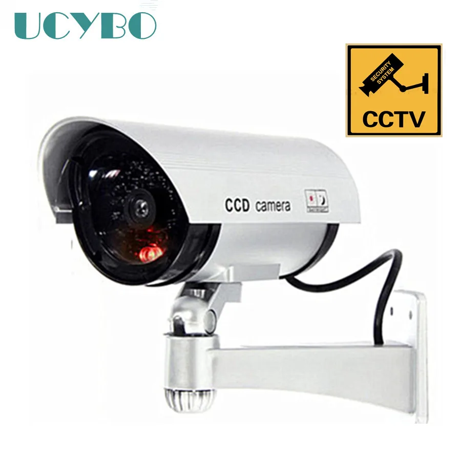 

Fake camera powered indoor outdoor Dummy security camera Red LED Bullet cctv camera surveillance silvercameras