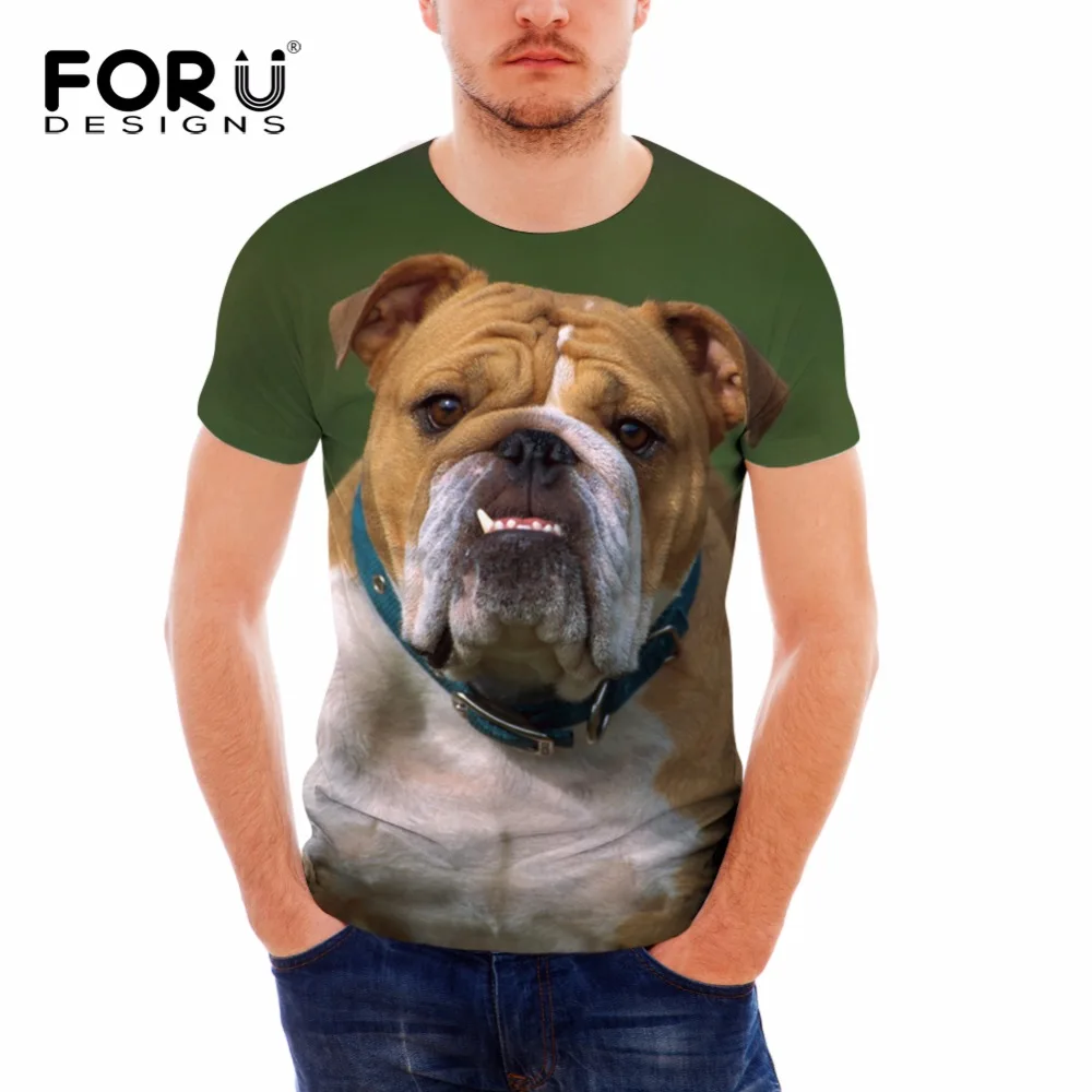 FORUDESIGNS/мужская футболка с 3D рисунком &quotФранцузский Bulldog&quot летняя мужская