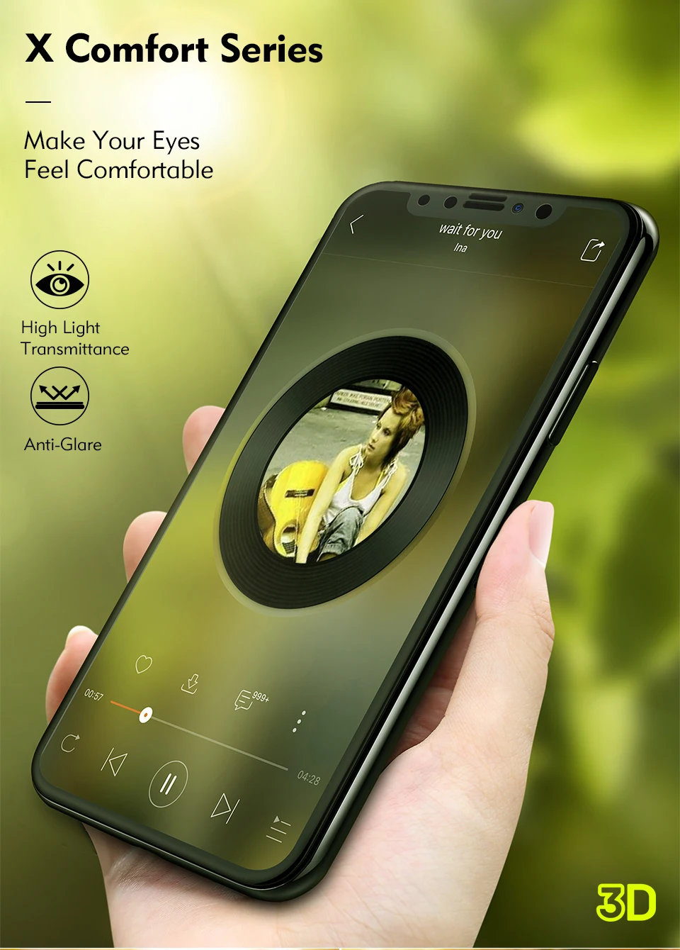 Benks For iPhone X Screen Protector X Comfort Easy To Install Scratch Proof Ultra-Thin 3D Full Body Front Film Tempered Glass  (3)