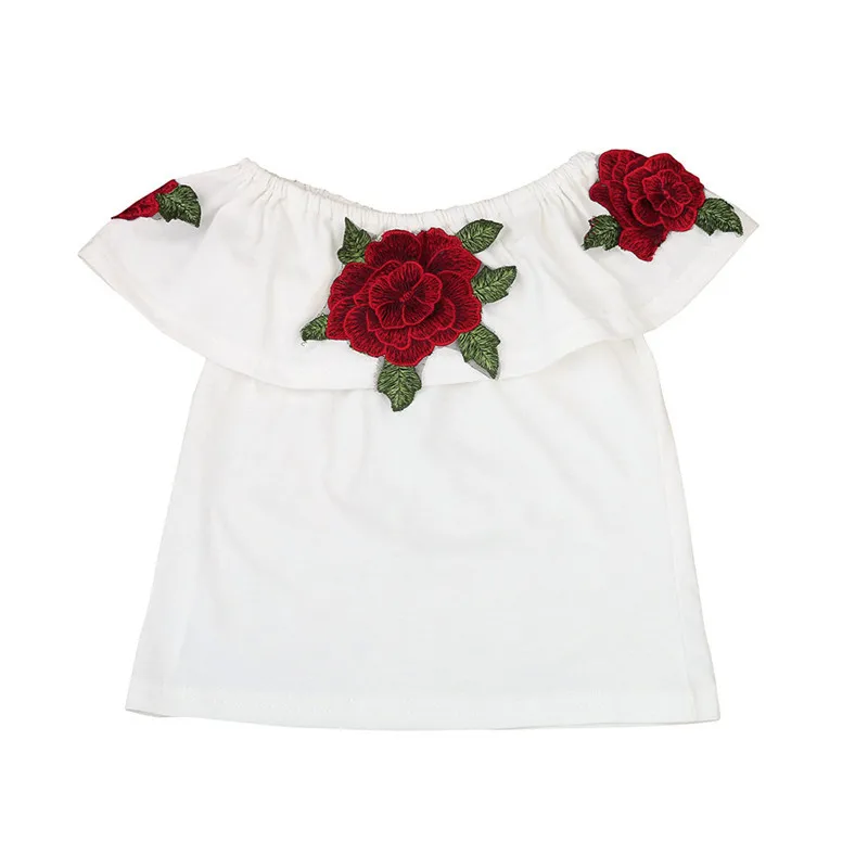 

Toddler Kids Baby Girls Off Shoulder Infant New Born Baby Clothes Romper 3D Rose Flower T Shirt Tops Outfits Clothes Cute