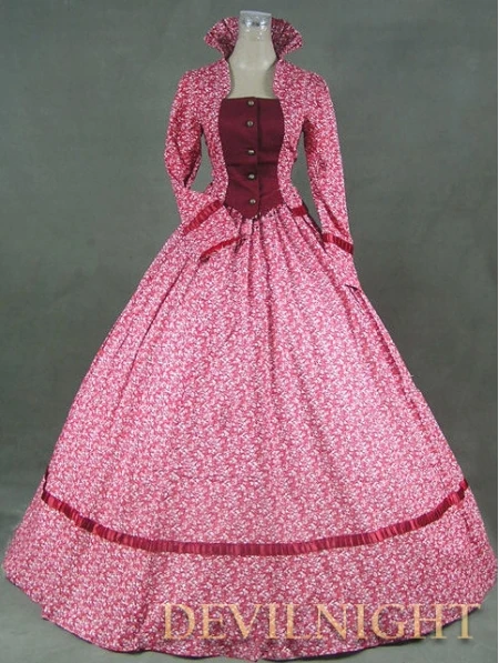 Red Floal Pattern Stand Up Collar Victorian Day Costume Dress In Red Floal Pattern Stand Up Collar Victorian Day Costume Dress In Dresses From Women S Clothing Accessories On Aliexpress Alibaba Group