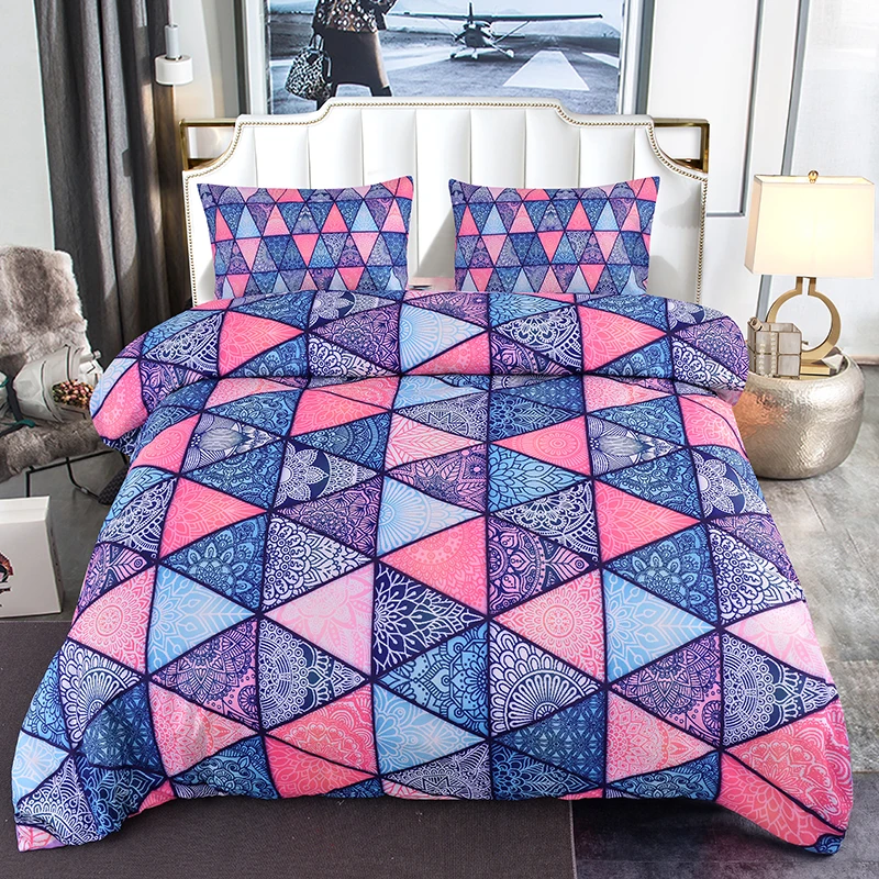 

Boniu Geometric Bedding Set 3d Colorful Patchwork Duvet Cover Set with Pillow Covers AU/US/EU/UK Twin Size Bed Set