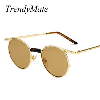 

Small Round Sunglasses for Men Male Retro Metal Frame Yellow Red Brown Vintage Sexy Steampunk Sun Glasses for Women 2018 1318T