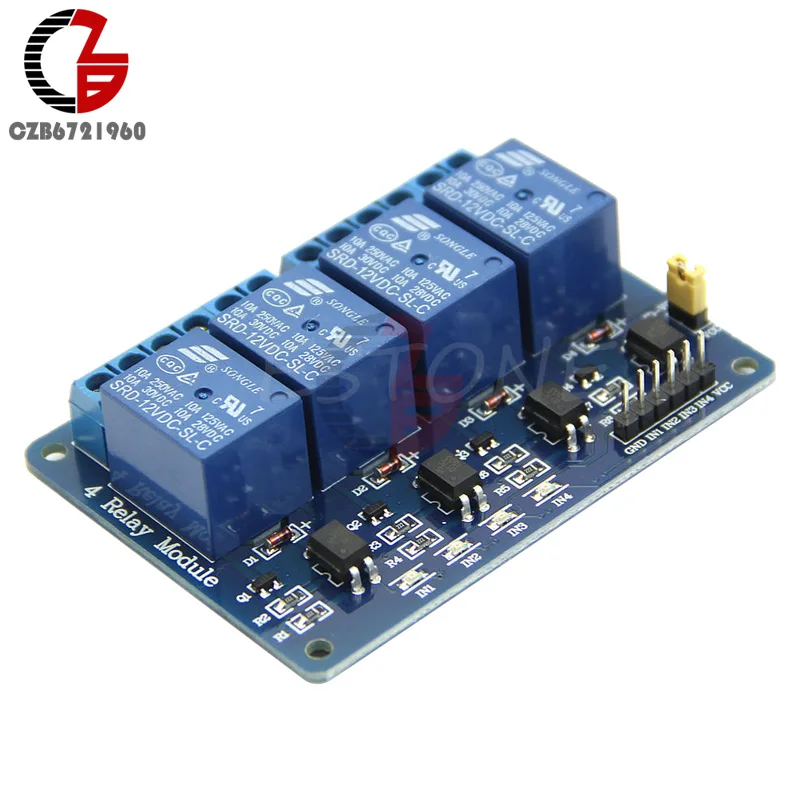 DC 12V 4 канальный высокотоковый релейный модуль Плата с оптроном для Arduino ARM AVR DSP PIC