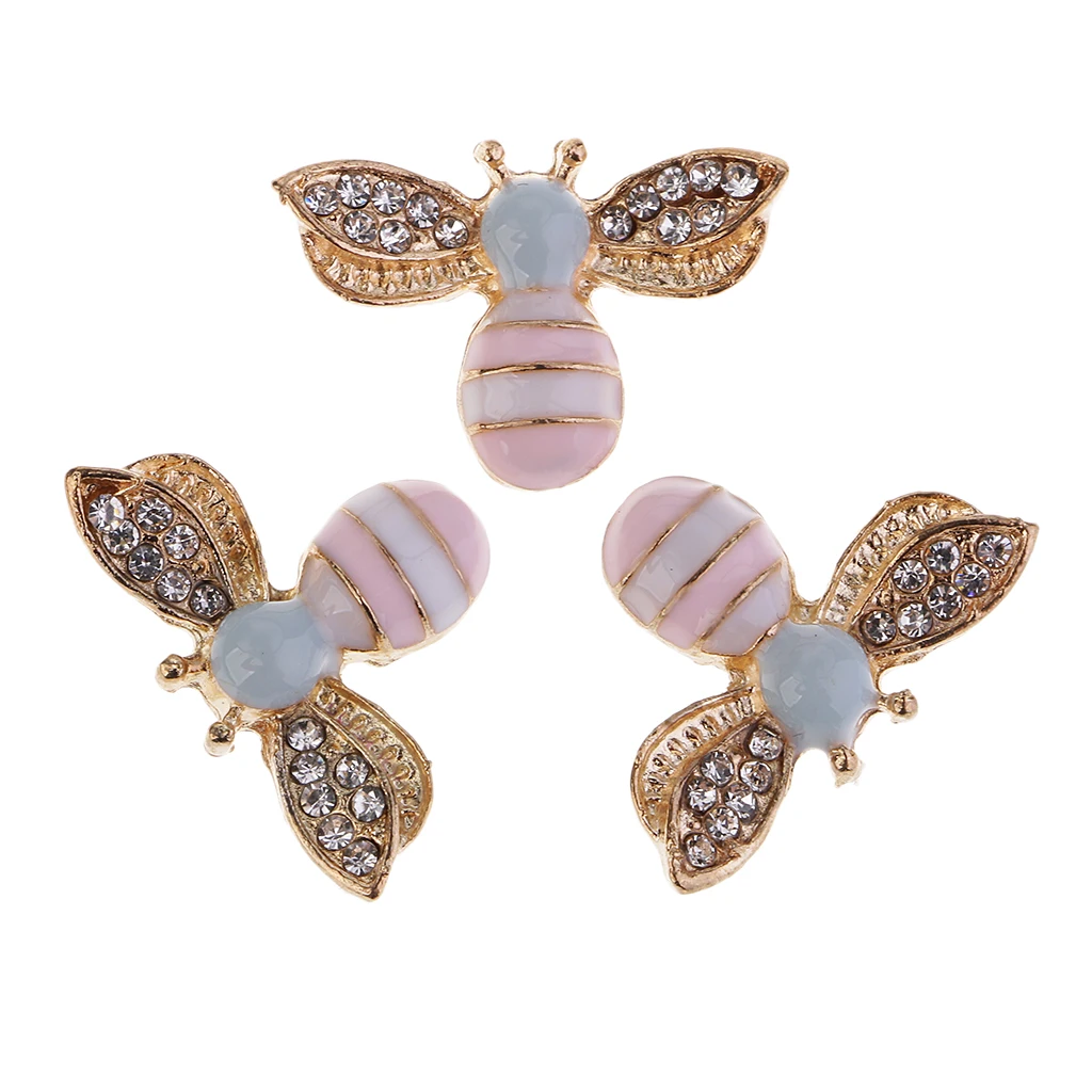 10Pcs Mixed Allloy Bee Craft Rhinestone Flatback Buttons Scrapbooking Embellishments for DIY Phone Case Decorations
