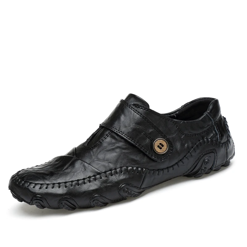 

Handmade Genuine Leather Men's Flats Casual Luxury Brand Men Loafers Comfortable Soft Driving Shoes Slip On Leather Moccasins