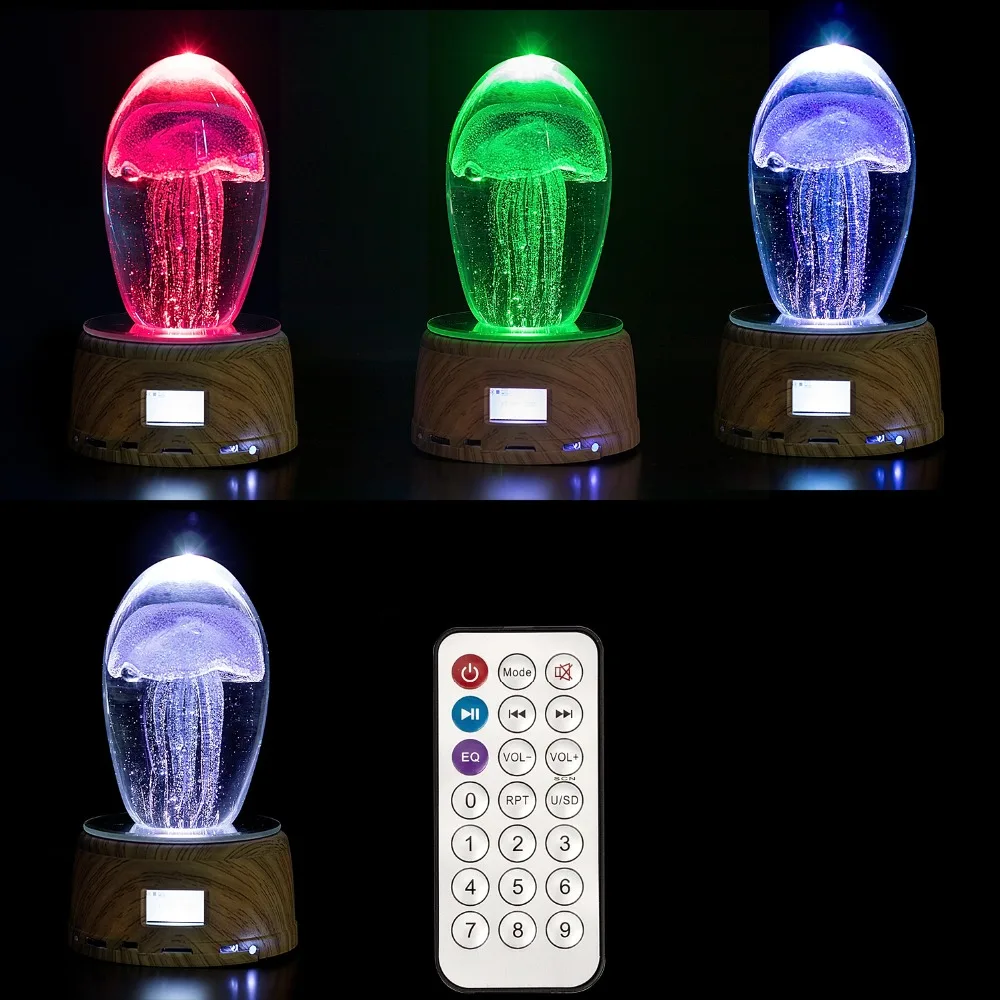 Creative Jellyfish Table Lamp Bluetooth Speaker Rotating Lighting Base Music Box For Room Decor