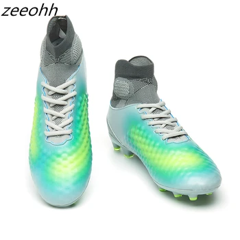 

zeeohh Hot Sale Men Big Size Soccer Shoes Cleats High Ankle Football Shoes Long Spikes Outdoor Soccer Traing Boots For Men AG/FG
