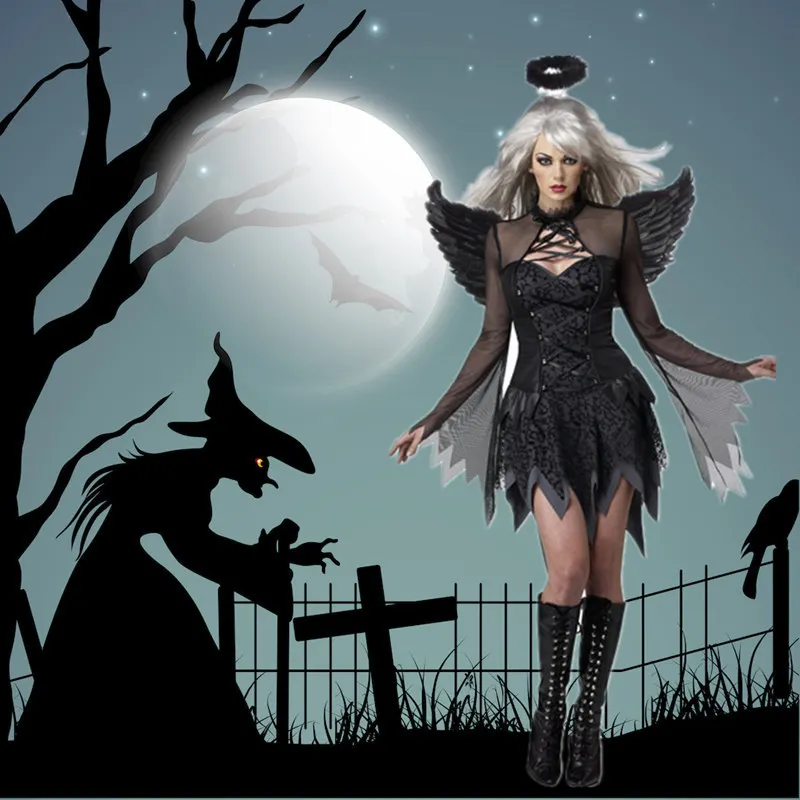 

Halloween Costume Cosplay Black Angel Costume Devil Costume Witched Furnishing Headdress Demon Performance Costume