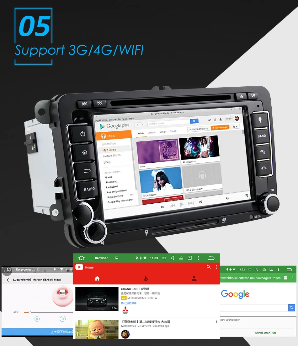 Cheap Eunavi 2 Din Android 9.0 Car DVD Player Audio Radio GPS navigation For VW GOLF 6 Polo Bora JETTA B6 PASSAT Tiguan SKODA OCTAVIA 12