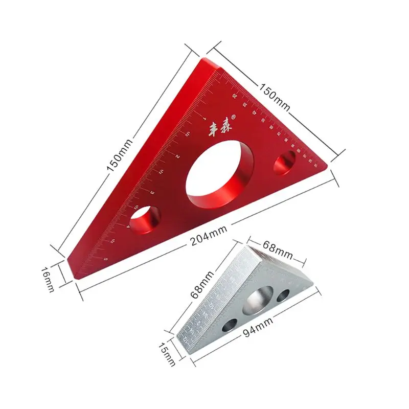 Алюминиевый сплав прямоугольная линейка мини карманный квадратный DIY деревообрабатывающий треугольник линейка высота измерительный прибор Деревообрабатывающие инструменты