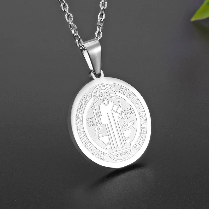 Ожерелья из нержавеющей стали SOITIS с изображением Святого Бенедикта|chain jewelry|jewelry